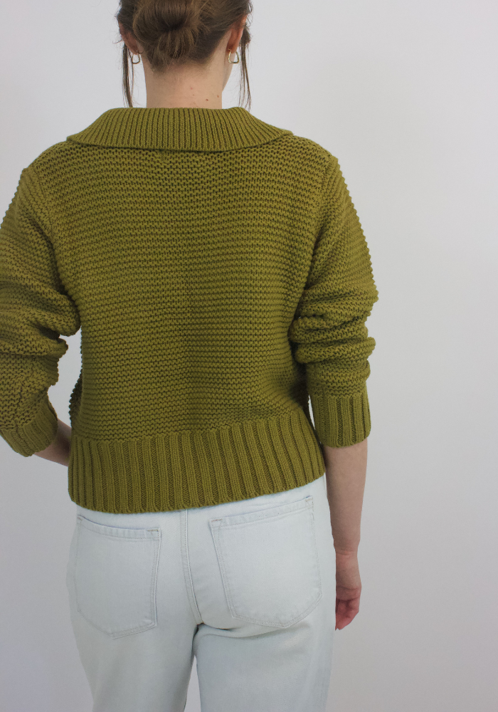 The Maisie cardigan is a soft and comfortable, classic, and muted statement piece. This beautiful knit can be worn open or closed, day or night. Pair it with white jeans or cream colored trousers for a soft and feminine Fall look. 